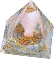 Nupuyai Reiki kristalų piramidė Rožinis kvarcas Angelas Figūrėlė Piramidė Piramidė Fengšui čakros piramidė Dervos namų apdaila Meditacija Apsauga ir sėkmė Akvamarinas