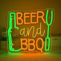 NYXEN Alaus baras BBQ Neon Sign Baras LED Neon Sign Sieninis alaus baras Neon Sign BBQ LED ženklas Alaus baras Restoranas Gyvenamasis kambarys Miegamasis Žmogus urvas Šalis Namų dekoro parduotuvė Dovanos