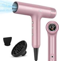 PARWIN PRO BEAUTY plaukų džiovintuvas Joninis unikalus 110 000 aps./min. bešepetėlinis variklis Mažas triukšmas Plaukų džiovintuvas Inovatyvus mikro filtras Magnetinis difuzorius LCD ekranas namams, salonams ir kelionėms (rožinis)