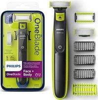 Philips OneBlade Face & Body, Trimmen, Stylen, Rasieren, Für jede Haarlänge, inkl. 2 Originalklingen ir 5 Trimm-Aufsätzen (Modell QP2620/20)