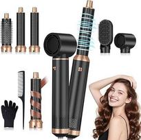 Plaukų stiliatorius 5 in 1, Airstyler Haarstyler Set 1000W, Multifunktionaler Hairstyler mit 5 Ersatz, Lockenstab Automatisch, Glätteisen, Zum Styling, Volumisieren, Locken und Glätten (Schwarz)