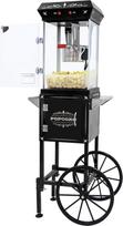 Popkornų aparatas su vežimėliu 8 oz virdulio popkornų aparatas Didelis nuimamas puodas Popkornų gaminimo aparatas Retro popkornų aparatas 3 šaukšteliai Kino stiliaus restoranas Profesionalūs popkornų aparatai (juodi)