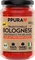 PPURA Ekologiškas Bolonijos padažas su jautiena 340 g - tradicinis Bolonijos padažas su 100 % ekologiška jautiena, makaronų padažas su 100 % natūralių ingredientų, be cukraus ir priedų, pagamintas Italijoje