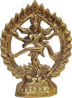 Purpledip Nataraja 12515A Metalinė sieninė lentelė Auksinis Šivos stabas kosminiame šokyje ugnies žiede