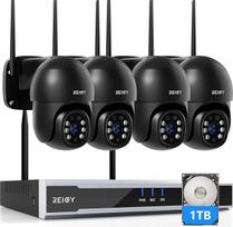 REIGY 8 MP WLAN lauko stebėjimo kamerų rinkinys su 4xPT kamera, belaidė 16CH NVR stebėjimo sistema, lauko kamerų rinkinys, iš anksto įmontuotas 1 TB kietasis diskas, su dvipusio garso judesio aptikimo funkcija