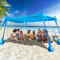 Rhino Valley Beach Shelter, paplūdimio palapinė apsauga nuo saulės UV 50+, apsauga nuo vėjo paplūdimio palapinė, nešiojama markizė paplūdimiui, skirta stovyklavimui, žvejybai, piknikui sode, paplūdimyje, 10 x 13 pėdų, Sky Blue