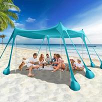 Rhino Valley Beach Shelter, paplūdimio palapinė apsauga nuo saulės UV 50+, apsauga nuo vėjo paplūdimio palapinė, nešiojama markizė paplūdimiui, skirta stovyklavimui, žvejybai, piknikui sodo paplūdimyje, 10 x 10 pėdų, mėtų žalia