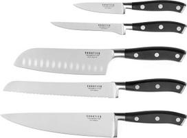 Richardson Sheffield SABATIER TROMPETTE virtuvinių peilių rinkinys iš 5 dalių | Komunalinis peilis, atkaulinėjimo peilis, peilis "Santoku", duonos peilis, virtuvės peilis | 5Cr15MoV nerūdijantis plienas | Atsparus rūdims, poliruotas ir tinkamas plauti ind