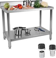 Royal Catering Virtuvės stalviršis su apvadu ir lentyna Nerūdijantis plienas 120x70cm