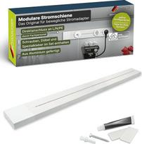 SCHWAIGER konfigūruojama maitinimo juosta, 75 cm, baltos spalvos, aliuminio konstrukcijos, skirta moduliniams kištukiniams lizdams, atskirai reguliuojama, išbandyta VDE ir puikiai tinka virtuvėje, biure ir dirbtuvėse