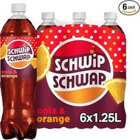 SCHWIPSCHWAP, The Original - gaivusis kolos gėrimas su kofeinu ir apelsinais buteliuose, pagamintuose iš 100 % perdirbtos medžiagos, vienkartinio naudojimo (6 x 1,25 l)