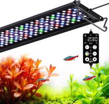 SEAOURA akvariumo apšvietimas su laikmačiu, viso spektro LED augalų augimo lempos su maitinimo sutrikimų atmintimi, 8 spalvų parinktys, 20 ryškumų, reguliuojamas apšvietimas gėlavandeniams akvariumams 120-137 cm