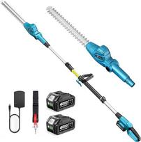 SEESII teleskopinių gyvatvorių žirklių akumuliatorius 20 colių, lengvos, 3,91 kg, skirtos senjorams ir moterims, 4,4 m veikimo nuotolis, 600 W su 2 x 4000 mAh akumuliatoriumi, 135° pasukama galvute, elektrinės gyvatvorių žirklės ilga rankena