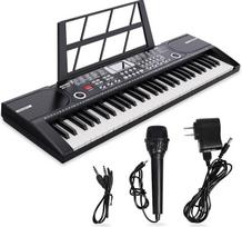 Skaitmeninis fortepijonas Piano 61 klavišų ir natų muzikos stovas Nešiojamas elektroninis klavišinis muzikos instrumentas su garsiakalbiais ir mokymo režimais, automatinis akompanimentas, tinkamas pradedantiesiems / suaugusiesiems