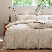 SOULFUL Linen Patalynė, 155 x 220 cm, medvilnė, žakardinė boho tekstūros patalynės komplektas, į kurį įeina 1 antklodės užvalkalas 155 x 220 cm ir 1 pagalvės užvalkalas 80 x 80, sertifikuota Oeko-Tex 100, kviečiai
