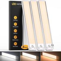 Spintos apšvietimo LED lempa su judesio jutikliu 30 cm, 3 spalvos, reguliuojamas apšvietimas ir 2200 mAh baterija Magnetinis be grąžto USB įkraunamas šviestuvas, skirtas virtuvei, prieškambariui, laiptams, spintai (3 vnt.)