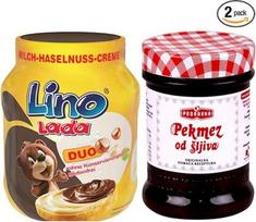 Su "Pufai Grocery", slyvų uogienė 350 g Stiklinė + "Lino Lada Duo" pieno ir lazdyno riešutų kremas Šokoladiniai tešlainiai Šokoladiniai tešlainiai 350 g