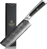 Sunnecko 7 colių Nakiri peilis Damasko peilis - virtuvinis peilis Aštrus peilis iš damaskinio plieno Azijos daugiafunkcinis virėjo peilis namams ir virtuvei su ergonomiška rankena