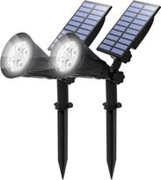 T-SUN (2 pakuotės) LED saulės prožektorius, vandeniui atsparus lauko saugumo sodo kraštovaizdžio žibintas, 180° kampu reguliuojamas, dienos šviesa 6000K, automatiškai įjungiamas naktį / automatiškai išjungiamas dieną medžiui, kiemui, vejai, keliui.