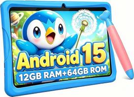TABWEE K10 Kinder Tablet 10 Zoll, 12GB RAM + 64GB ROM (TF 2 TB) Vaikiška planšetė su elternkontrolle, Schermo Anti-Luce Blu, WiFi 6, BT5.0, Widevine L1, Tablet Con Custodia - Blau