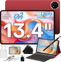 TECLAST T65PLUS Planšetinis kompiuteris 13,4 colių 120 Hz ekranas Helio G99 2,2 GHz, 4G LTE Dual SIM, 10000 mAh/18 W, 20GB RAM 128GB (8 TB TF), Widevine L1/13MP/GPS, Gemini AI Android planšetiniai kompiuteriai su klaviatūra + dėklas +