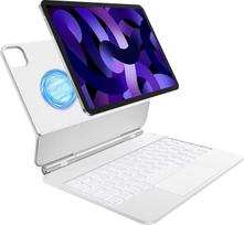 TECURS magnetinės klaviatūros dėklas "iPad Air" 11 colių (M4/M3/M2, 2026/2025/2024) / "Air 5/4", "iPad Pro 11" (4/3/2/1 Gen) su "Trackpad", baltas apšvietimas, QWERTZ