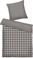 TOM TAILOR flanelinė patalynė 80 x 80 cm + 135 x 200 cm, 100 % medvilnė / flanelė su apverčiamu motyvu ir spalvotu prekės ženklo užtrauktuku, klasikinė languota pilka, smėlio spalvos (antracitas ir saulėtas smėlis)