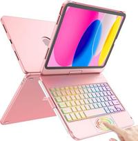TQQ klaviatūros dėklas "iPad A16 11 Generation 2025/10 Generation 2022" (11/10,9 colių) su tiksliuoju manipuliatoriumi, į užrašų knygelę panaši klaviatūra su 7 spalvų apšvietimu ir 360° pasukimu