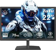 TuTu monitorius 22 colių LED Full HD 75HZ akių apsaugos kompiuterio monitorius biurui (1920 x 1080, VGA HDMI VESA 100 x 100 mm), skirtas kompiuteriui, namų biurui, juodas F2145M