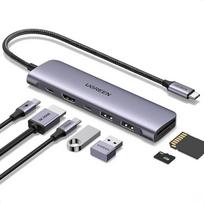 UGREEN Revodok 1071 USB C šakotuvas HDMI 4K, PD 100W, USB 3.0 duomenų prievadai, SD/TF kortelių skaitytuvas Daugiaportis adapteris, suderinamas su "iPhone 17/16", "MacBook Neo", "iPad", "Surface Laptop", "Galaxy S24", "Steam Deck" ir kt.