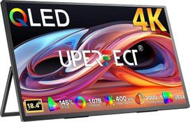 UPERFECT 4K 18 colių QLED nešiojamasis monitorius su 3840 x 2160 UHD ekranu, integruotas USB C mini HDMI laikiklis, skirtas nešiojamajam kompiuteriui, mobiliajam telefonui, XBO jungikliui, PS-4/5, metalinis korpusas, nešiojamasis ekranas, VESA tvirtinimas