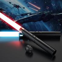 Vaikiškas šviesos kardas, RGB 15 spalvų, "2-in-1" šviesos kardas, dvikova su 4 režimais ir garsais, USB-C įkraunamas FX šviesos kardas, skirtas vaikams ir suaugusiesiems, Helovino vaidinimas (60 cm, 2 vnt.)