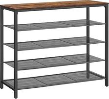 VASAGLE batų stovas 4 pakopų didelis kišenių paviršius prieškambario prieškambario metalinis pramoninis dizainas Vintage ruda/juoda LBS205B01