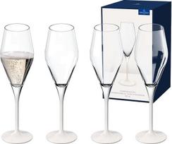 Villeroy & Boch Manufacture Rock Blanc šampano / šampano taurės 4 baltų taurių rinkinys, skirtas šampanui ir Prosecco šampano fleitoms Išskirtinės taurės Šampano fleitos Krištolo stiklas