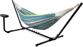 VITA5 Medvilninis lauko dvivietis hamakas su rėmu - su puodelio ir knygos laikikliu - iki 2 žmonių/205 kg - 210 x 140 cm - su nešiojimo krepšiu