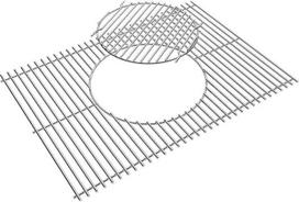 WELL GRILL 44,5 cm nerūdijančio plieno kepimo grotelės su apvaliais įmontuotais priedais, skirtos "Weber Spirit I & II E/S 310 320 330 Series", "Spirit 700", "Genesis 1000-3500", "Weber Gourmet" grilio grotelių sistemai