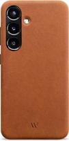 WIIUKA dėklas "Samsung Galaxy S25 Plus", odinis iš Vokietijos, odinis itin plonas, aukščiausios kokybės mobiliojo telefono dėklas, Qi, Vintage Cognac Brown