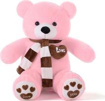 YunNasi Teddy Bear Didelis milžiniškas pliušinis meškiukas rožinės spalvos 100 cm pliušinis žaislas minkštas žaislas meškiukas su širdimi ir šaliku