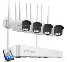 ZOSI AuroraLux 3K WiFi 6 stebėjimo kamerų rinkinys su 1 TB HDD, 4x 5 MP WLAN kamera su tikros spalvos naktiniu matymu, F1.0 diafragma, AI asmens aptikimo funkcija, C186A