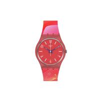 Swatch Quartz Movement 30M Water Resistant Watch 41Mm Red Dial Bio-Based Material Case Silicone Strap Unisex watches SO28Z105 SO28Z105