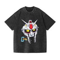 Gundam RX T Shirt Men Vintage Acid Wash MF DOOM Mask Mecha Graphic Streetwear  Retro Mobile Suit Anime Tee Shirts XL
