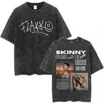 Rapper RELS B Skinny Flakk  Tour Vintage Washed T Shirt Men Clothing Hip Hop Oversized Short Sleeve Tshirt Cotton Tshirts S