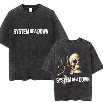 Washed Vintage System of A Down Toxicity Tshirts Skeleton Graphic Tshirt Men Women Rock Oversized Alternative Metal T Shirts S