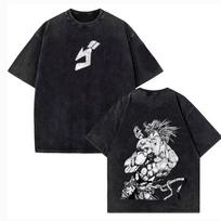Anime JoJos Bizarre Adventure Tshirt Men Short Sleeve Clothing Vintage Washed Cotton Tee Retro Manga T Shirt Harajuku Tshirt S