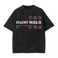 Men's Women Silent Hill 2 Horror Movie Washed T-Shirt in My Restless Dreams Tees Summer Y2K Funny T-Shirt O Neck Trend Tee Shirt L