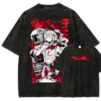 Saw Spirit Warrior Devil Bomb Anime Graphic Print TShirt Unisexga Washed TShirt Gift for Anime Unisex Women Casual Cotton Tshirt S
