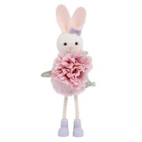 Soft Plush Flower Rabbit Figurine Long Legs Easter Bunny Doll  Tabletop Decoration 7.87x2.36x2.36 in violetinė