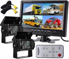 Zestaw Parkowania 2X Kamera Cofania + Monitor Lcd 9  4 Kanały Podziałka