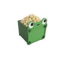 3D Printed Popcorn Bucket Container with Frog Design Durable Plastic Material Suitable for Home Theater Snack Storage and Serving One Size žalia