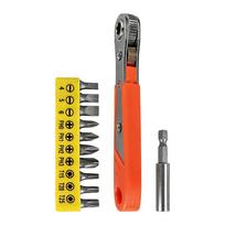 Ratchet Screwdriver With Bits Handheld Right Angle Pocket-Sized Ratcheting Screwdriver With 10 Bits For Homeowners Hobbyists
